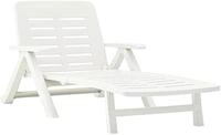 Klappbare Gartenliege mit R&auml;dern, Sonnendeck, Made in Italy, 72x189x96, wei&szlig;e Farbe