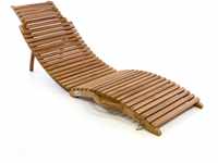 Divero Luxus Relaxliege Sonnenliege Strandliege Gartenliege aus Teak-Holz...