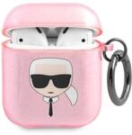 Karl Lagerfeld KLA2UKHGP Schutzh&uuml;lle f&uuml;r AirPods, Rosa mit Pailletten