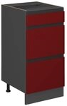 Vicco K&uuml;chenunterschrank R-Line, Rot, 40 cm J-Shape, mit Schubladen, ohne