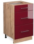 Vicco K&uuml;chenunterschrank Fame-Line, Bordeaux Hochglanz, 50 cm ohne...