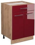 Vicco K&uuml;chenunterschrank Fame-Line, Bordeaux Hochglanz, 60 cm mit Schublade,...