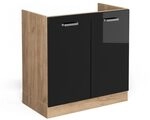Vicco Sp&uuml;lenunterschrank R-Line, Schwarz Hochglanz, 80 cm ohne Arbeitsplatte,...