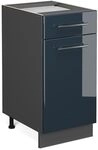 Vicco K&uuml;chenunterschrank Fame-Line, Dunkelblau Hochglanz, 40 cm ohne...