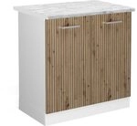 Vicco Sp&uuml;lenunterschrank R-Line, Artisan-Eiche, 80 cm, AP Marmor, zur freien