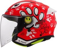 LS2, Jet-Motorradhelm f&uuml;r Kinder FUNNY II PAWS Matt Red, M