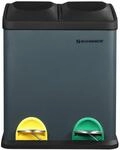 SONGMICS M&uuml;lleimer 30 Liter, M&uuml;lltrennung, 2 x 15 Liter, Abfalleimer, Treteimer mit