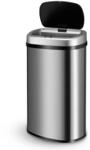 Juskys M&uuml;lleimer K&uuml;che mit Bewegungssensor Silber 60L - Eckiger Abfalleimer...