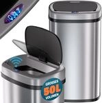 Monzana&reg; M&uuml;lleimer mit Sensor K&uuml;che 50L Edelstahl Elektrisch Deckel Klemmring
