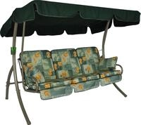 ANGERER Hollywoodschaukel Comfort gr&uuml;n-orange gebl&uuml;mt | Gartenschaukel Made in