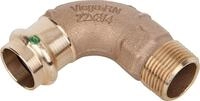 Viega 115623 Bogen 90 Grad Sanpress 2214 Rotguss, mit SC-Contur und AG, 22 mm x...