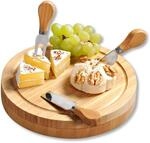 Kesper | K&auml;seschneideplatte mit Besteck, Material: Bambus, Ma&szlig;e: B: 23 x H: 23 x T: