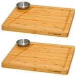 DuneDesign 2X Steakteller Holz mit Dipschalen - 30x25cm Bambus Teller Set -...