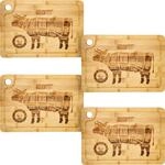 DuneDesign 4x Bambus Steakteller aus Massivholz 33x23cm, 2cm dicke Grill- &