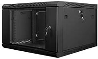 Lanberg Wall-Mounted Installation Rack Cabinet 19'' 6U 600x600mm Black (Glass...