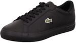 Lacoste Herren Low Sneaker POWERCOURT Schwarz Glattleder, Farbauswahl:schwarz,