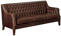 Vente-unique - Sofa ohne Schlafm&ouml;glichkeit 3 Colbert - Spaltleder - Schokoladenbraun