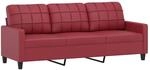 vidaXL 3-Sitzer-Sofa Weinrot 180 cm Kunstleder