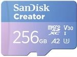 SanDisk Creator microSDXC UHS-I Speicherkarte 256 GB + Adapter (F&uuml;r Smartphones,