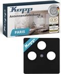 Kopp PARIS 3-fach Abdeckung f&uuml;r Antennensteckdose - Matt-Schwarz - 5,7 x 5,7 cm -