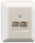 Rutenbeck 13011112 Telefonsteckdose, 2 Ausg&auml;nge, 2 x 8 polig, 2 x 8 Kontakte,