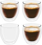 INTIRILIFE 4x doppelwandiges transparentes Espressoglas - 80 ml F&uuml;llmenge -