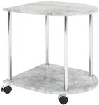 HAKU Beistelltisch auf Rollen betonoptik, Chrom, MDF, Metall - Ma&szlig;e: B 42 cm x H 45