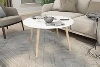 byLIVING Couchtisch Lasse, Melamin wei&szlig;, Buche massiv Natur, D 80, H 46 cm