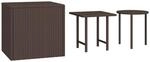 vidaXL Beistelltische 3 STK. Braun Poly Rattan