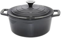 ELO Kochtopf mit Deckel 26 cm, Gusseisen grau, hochwertige Emailllierung, einfache