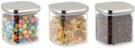 Relaxdays Vorratsgl&auml;ser mit Deckel, 3er Set, 600 ml, eckige Vorratsdosen, luftdichte