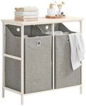 SoBuy Badezimmerschrank mit 2 Falt-W&auml;schek&ouml;rben, Schmaler Badschrank aus MDF...