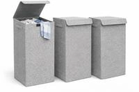 DuneDesign 3er Set W&auml;schekorb mit Deckel 50 Liter 30x30x60 cm - W&auml;schesammler...