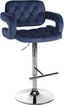 CLP Barhocker Dublin Mit Samt-Bezug I H&ouml;henverstellbar, Farbe:blau, Material