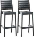 CLP 2er Set Outdoor-Barhocker Ares Mit Fu&szlig;st&uuml;tze I Stapelbare Tresenhocker In