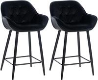 CLP 2er Set Barhocker Gibson Samt I Sitzh&ouml;he 76 cm I Tresenst&uuml;hle Mit Fu&szlig;st&uuml;tze,