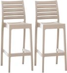 CLP 2er Set Outdoor-Barhocker Ares Mit Fu&szlig;st&uuml;tze I Stapelbare Tresenhocker In