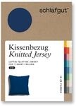 schlafgut Knitted Jersey Kissenbezug 80x80 cm Blue Deep Uni weicher Premium