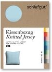 schlafgut Knitted Jersey Kissenbezug 80x80 cm Blue Light Uni weicher Premium