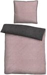biberna Premium-Melange-Flanell Bettw&auml;sche 155x220 cm rot &ndash; Biber 2-teilig |...