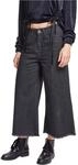Urban Classics Damen Ladies Denim Culotte Hose,, per pack Schwarz (black washed