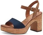 MARCO TOZZI Damen Sandalen mit Absatz Plateausohle Verstellbarer Riemen, Blau (Navy