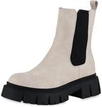 VAN HILL Damen Plateau Boots Stiefeletten Blockabsatz Schuhe Freizeit Stiefel