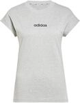 adidas Damen Essentials Linear Cotton Shirt, medium Grey Heather/Black, S