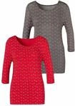 Lascana Damen 3/4-Arm-Shirt 2er-Pack, Knotendetail und Cut Out am &Auml;rmel, Gummizug am