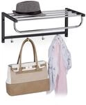 Relaxdays Wandgarderobe mit Ablage, Garderobenleiste 4 Haken, schwarz | Flur & Bad,