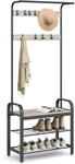 VASAGLE Garderobenst&auml;nder, Garderobe, mit Schuhbank, 4-in-1 Design, 9 abnehmbare