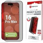 Displex Privacy Full Cover Panzerglas (10H) f&uuml;r Apple iPhone 16 Pro Max,
