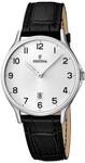 Festina Herren Uhr Analog mit Schwarzem Lederarmband - Quarzwerk - Kalender -