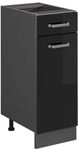 Vicco K&uuml;chenunterschrank R-Line, Schwarz Hochglanz, 30 cm ohne Arbeitsplatte,...